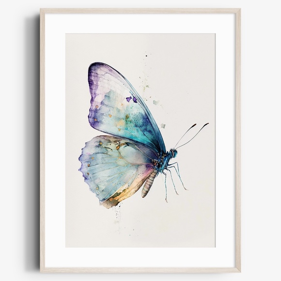 Other - Watercolor Butterfly Wall Art Illustration Print Poster Unframed